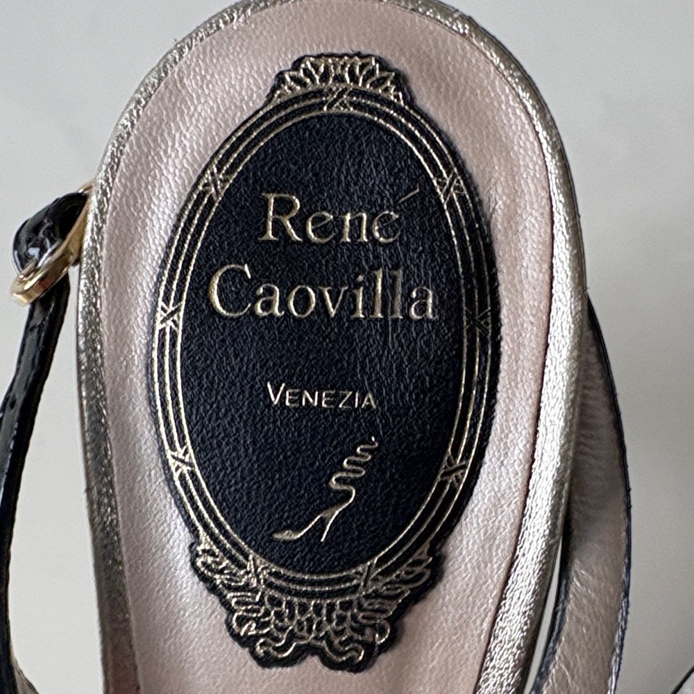RENE CAOVILLA Embellished Slingback Heels/Gold Lace Stones size 38/8 Ret: $1195 - Picture 2 of 15